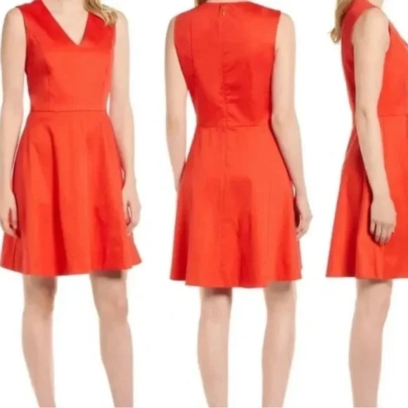 Draper James Vibrant Red Sleeveless Dress V-Neck 8 (Party, Occasion, Sleeveless) - Picture 2 of 10